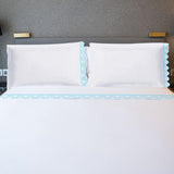 400TC U Shape Scallop Embroidery Cotton Solid Sheet Set