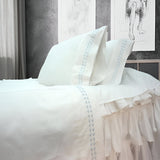 400TC Sateen Solid Cotton Dot Embroidered Sheet Set