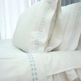 400TC Sateen Solid Cotton Dot Embroidered Sheet Set