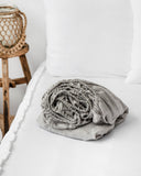 Light gray linen fitted sheet