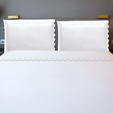 400TC Reverse U Shape Embroidery Cotton Solid Sheet Set