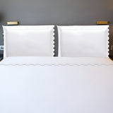 400TC Zig & Zag U Shape Scallop Embroidery Cotton Solid Sheet Set