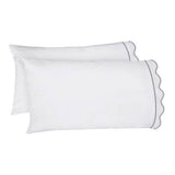 400TC Cotton Scallop Embroidery & Border Sateen Solid Sheet Set