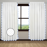 Allena Cotton Microcheck Scallop Embroidery Curtain (Set Of 2)