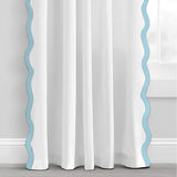 400TC Applique Scalloped Embroidery Cotton Curtain (Set Of 2)