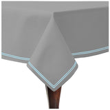 Double Embroidery Border Sateen Cotton Solid Table Cloth - Light Grey