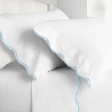 Monogram 400TC Cotton Scallop Embroidery Sateen Solid Sheet Set
