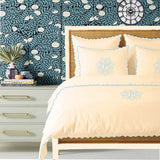 Monogram Ivory 400TC Cotton Small Scallop Embroidery Duvet Cover Set