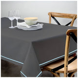 Single Embroidery Border Sateen Cotton Solid Table Cloth - Dark Grey