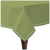 Single Embroidery Border Sateen Cotton Solid Table Cloth - Sage