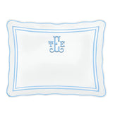 Monogram 400TC Wavy Embroidery & Border Cotton Sateen Solid Pillow Sham