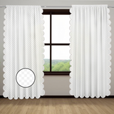Allena Cotton Microcheck Scallop Embroidery Curtain (Set Of 2)