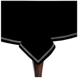 Double Embroidery Border Sateen Cotton Solid Table Cloth - Black