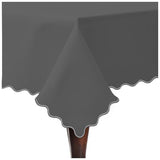 Scallop Embroidery Sateen Cotton Solid Table Cloth - Dark Grey