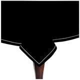 Single Embroidery Border Sateen Cotton Solid Table Cloth - Black