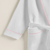 Shawl Collar Cotton Bath Robe with Border Embroidery