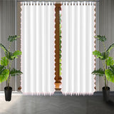 Ashley 400TC Sateen Cotton Traingle Embroidery Curtain (Set Of 2)
