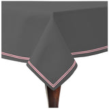 Double Embroidery Border Sateen Cotton Solid Table Cloth - Dark Grey