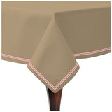 Double Embroidery Border Sateen Cotton Solid Table Cloth - Taupe
