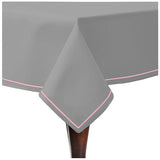 Single Embroidery Border Sateen Cotton Solid Table Cloth - Light Grey