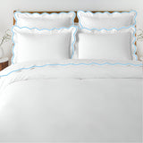 400TC Cotton Scallop Embroidery Sateen Solid Duvet Cover Set
