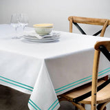 Double Embroidery Border Poly Cotton Sateen Solid Table Cloth
