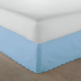 400TC Sateen Solid Cotton Luxurious Scallop Embroidery Tailored Bed Skirt