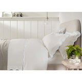 400TC Cotton Scallop Embroidery Sateen Microcheck Duvet Cover Set