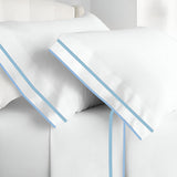 400TC Embroidery & Border Cotton Sateen Solid Pillowcases (Set Of 2)