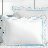 400TC Cotton Scallop Embroidery & Border Sateen Solid Duvet Cover Set