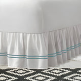 400TC Sateen Solid Cotton Double Embroidered Gathered Bed Skirt