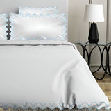 Imaginary Scallop 400TC Cotton Embroidery Sateen Solid Duvet Cover Set