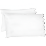 Allena 400TC Cotton Scallop Embroidery Sateen Solid Pillowcases (Set Of 2)