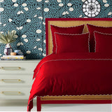 Burgundy 400TC Cotton Small Scallop Embroidery Duvet Cover Set