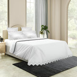 Imaginary Scallop 400TC Cotton Embroidery Sateen Solid Duvet Cover Set
