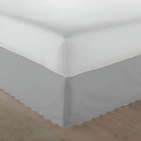 400TC Sateen Solid Cotton Luxurious Scallop Embroidery Tailored Bed Skirt