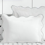 400TC Cotton Scallop Embroidery Sateen Solid Pillow Sham