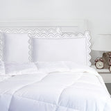 400TC U Shape Scallop Embroidery Cotton Solid Pillow Sham