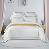 400TC Cotton Single Edge Embroidery Sateen Stripe Duvet Cover Set