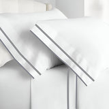 400TC Embroidery & Border Cotton Sateen Solid Pillowcases (Set Of 2)