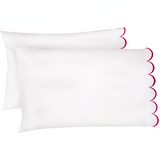 Allena 400TC Cotton Scallop Embroidery Sateen Solid Pillowcases (Set Of 2)