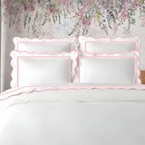 400TC Cotton Scallop Embroidery & Border Sateen Solid Duvet Cover Set