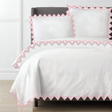 Ashley 400TC Cotton Traingle Embroidery Sateen Solid Duvet Cover Set