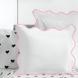 400TC Cotton Scallop Embroidery Sateen Solid Euro Sham