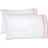 400TC Wavy Embroidery & Border Cotton Sateen Solid Pillowcases (Set Of 2)