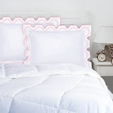 400TC Zig & Zag U Shape Scallop Embroidery Cotton Solid Pillow Sham