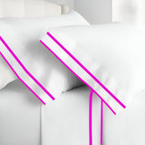 400TC Embroidery & Border Cotton Sateen Solid Pillowcases (Set Of 2)