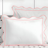 400TC Cotton Scallop Embroidery & Border Sateen Solid Duvet Cover Set