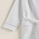 Shawl Collar Cotton Bath Robe with Border Embroidery