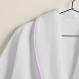 Shawl Collar Cotton Bath Robe with Border Embroidery